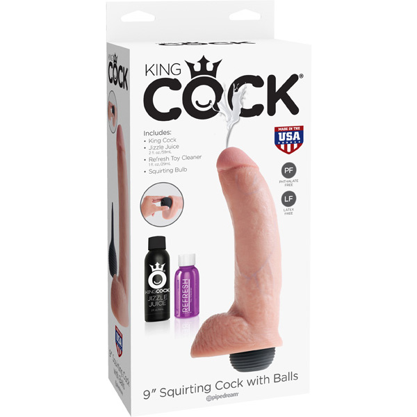 King Cock 9" Squirting Cock w/ Balls Flesh
