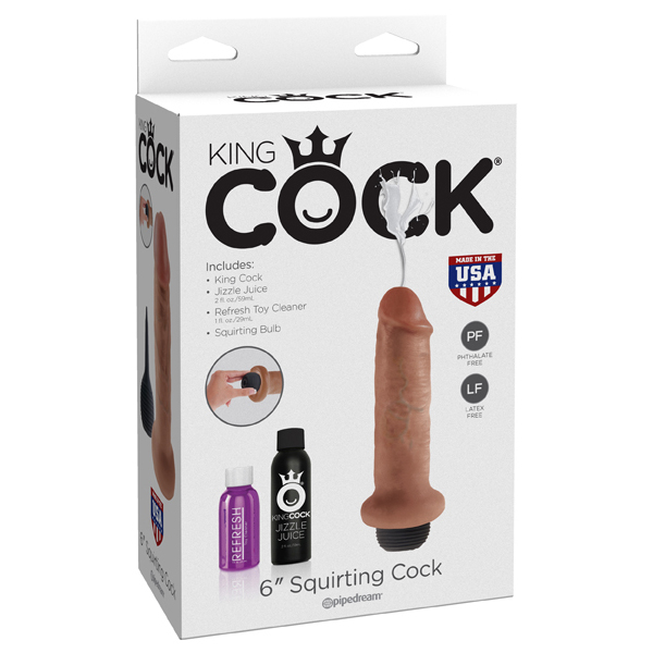 King Cock 6" Squirting Cock Tan