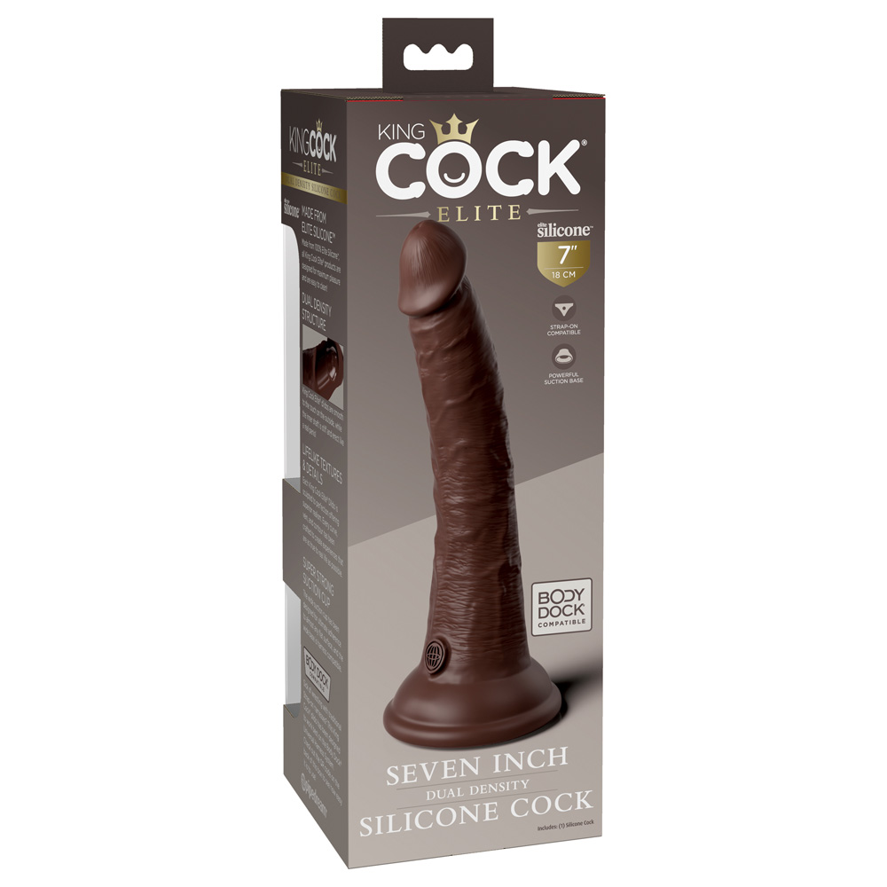 King Cock Elite 7" Dual Density Silicone Cock Brown - Image 3