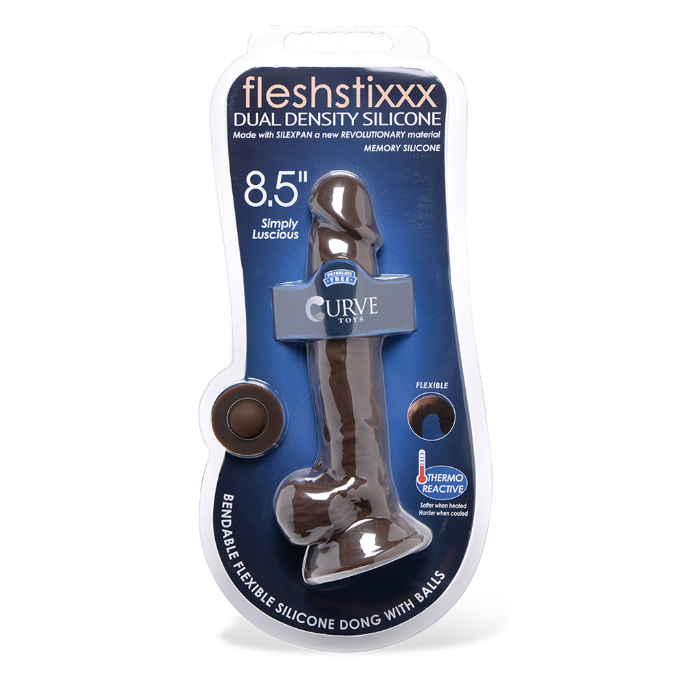 Fleshstixxx 8.5" Silicone Dildo With Balls Brown