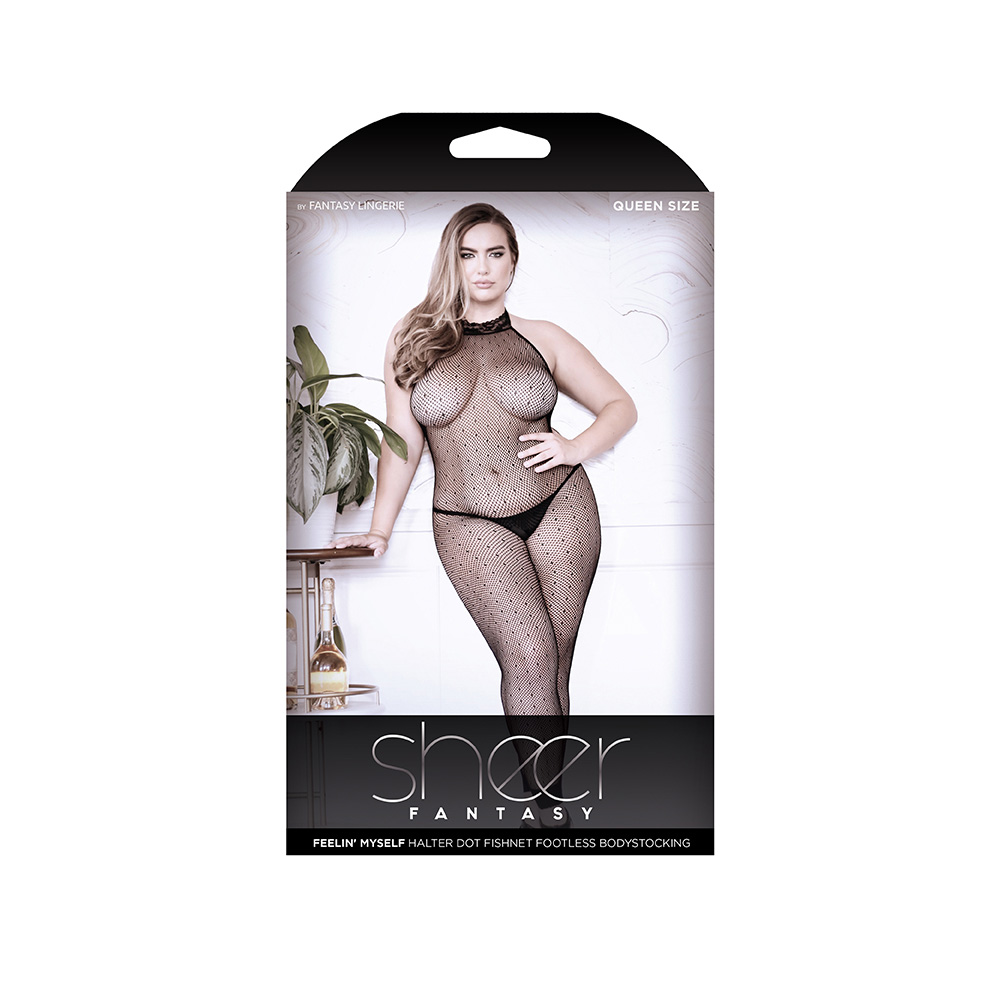 Feelin' Myself Halter Dot Fishnet Footless Bodystocking Qs