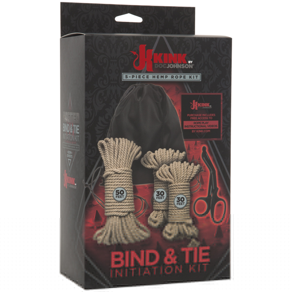 Kink Bind & Tie Initiation Kit 5 Piece Hemp Rope Kit Natural