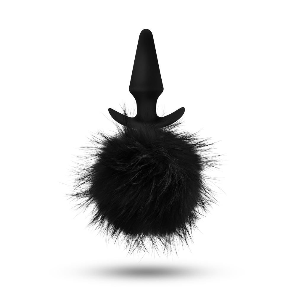 Anal Adventures Platinum Rabbit Tail Plug Black - Image 2