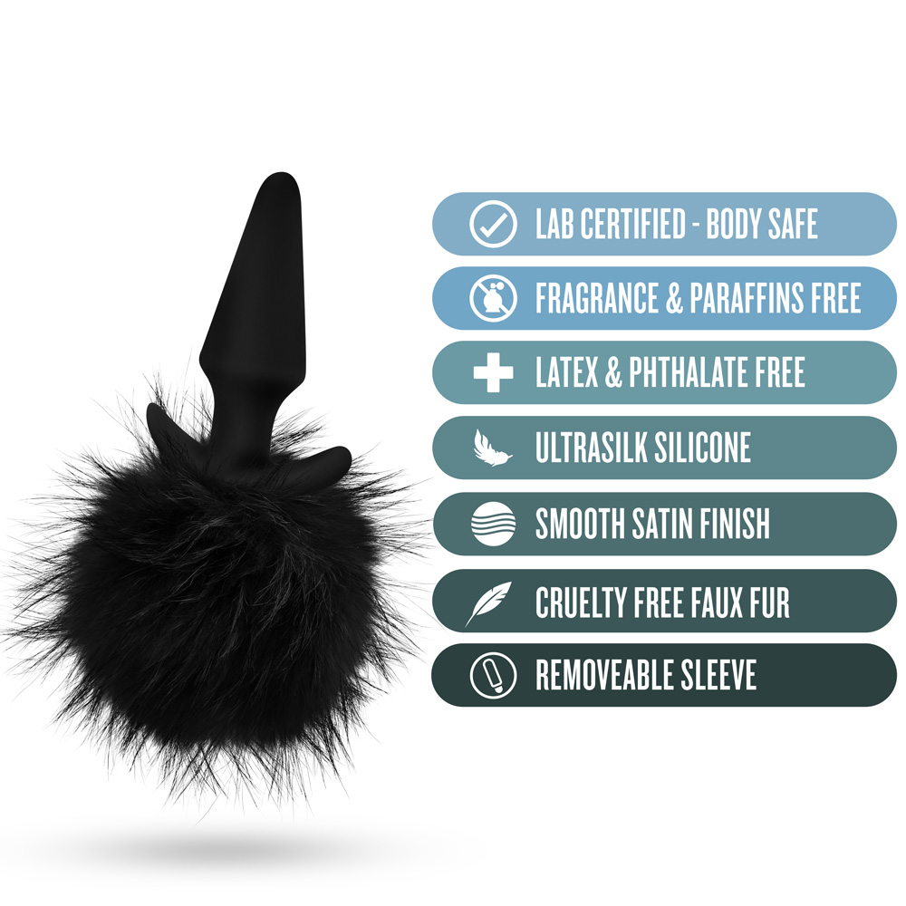 Anal Adventures Platinum Rabbit Tail Plug Black - Image 3