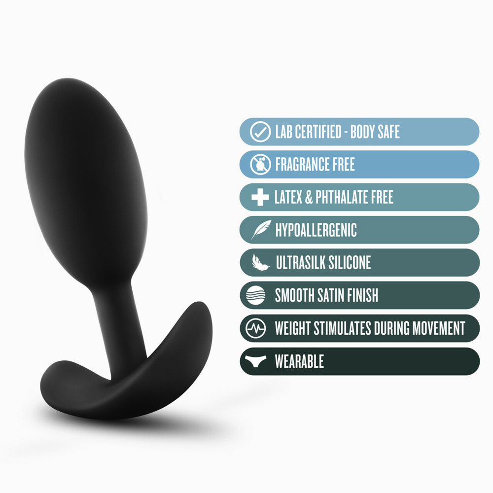 Anal Adventures Platinum Silicone Vibra Slim Plug Medium Black - Image 3
