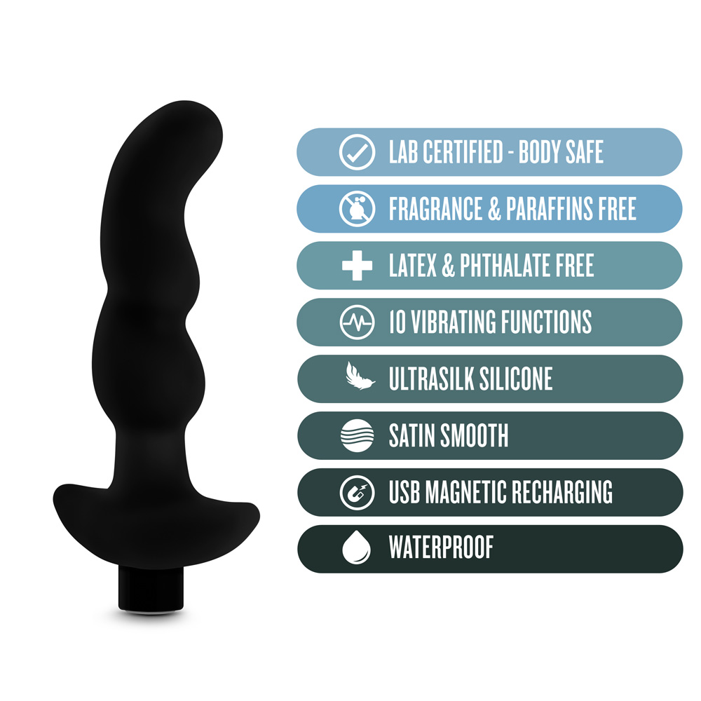 Anal Adventures Platinum Silicone Vibrating Prostate Massager 03 Black - Image 3
