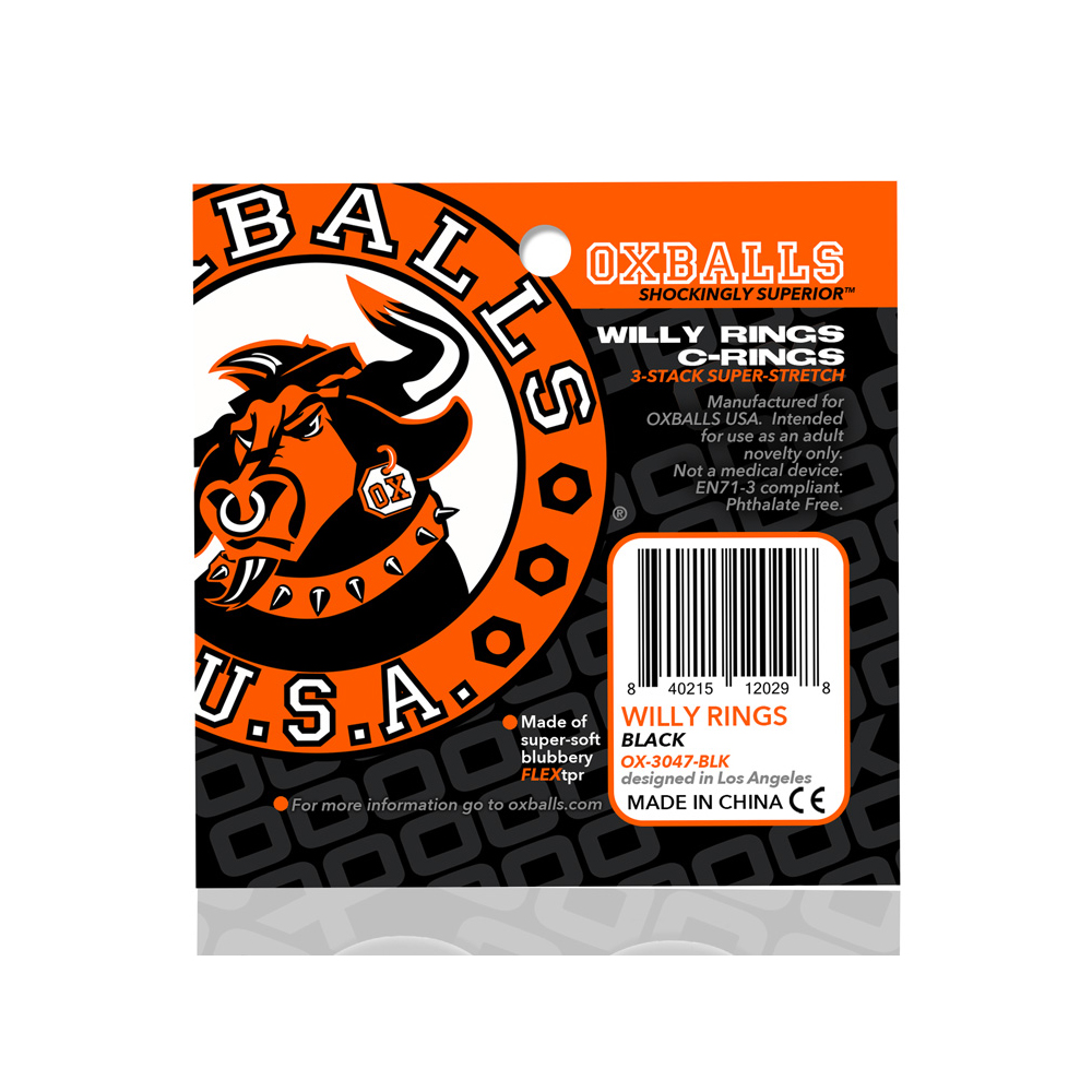 Willy Rings 3-Pack Cockrings Black - Image 3