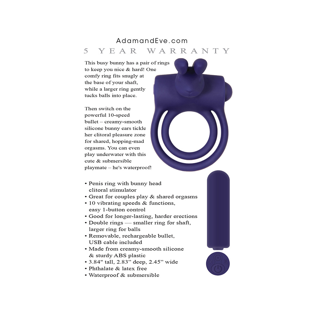 Adam & Eve Silicone Rechargeable Rabbit Ring - Image 3