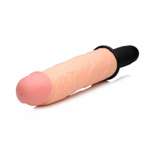 Master Series Onslaught XXL 13 Mode Vibrating Giant Dildo Flesh - Image 2