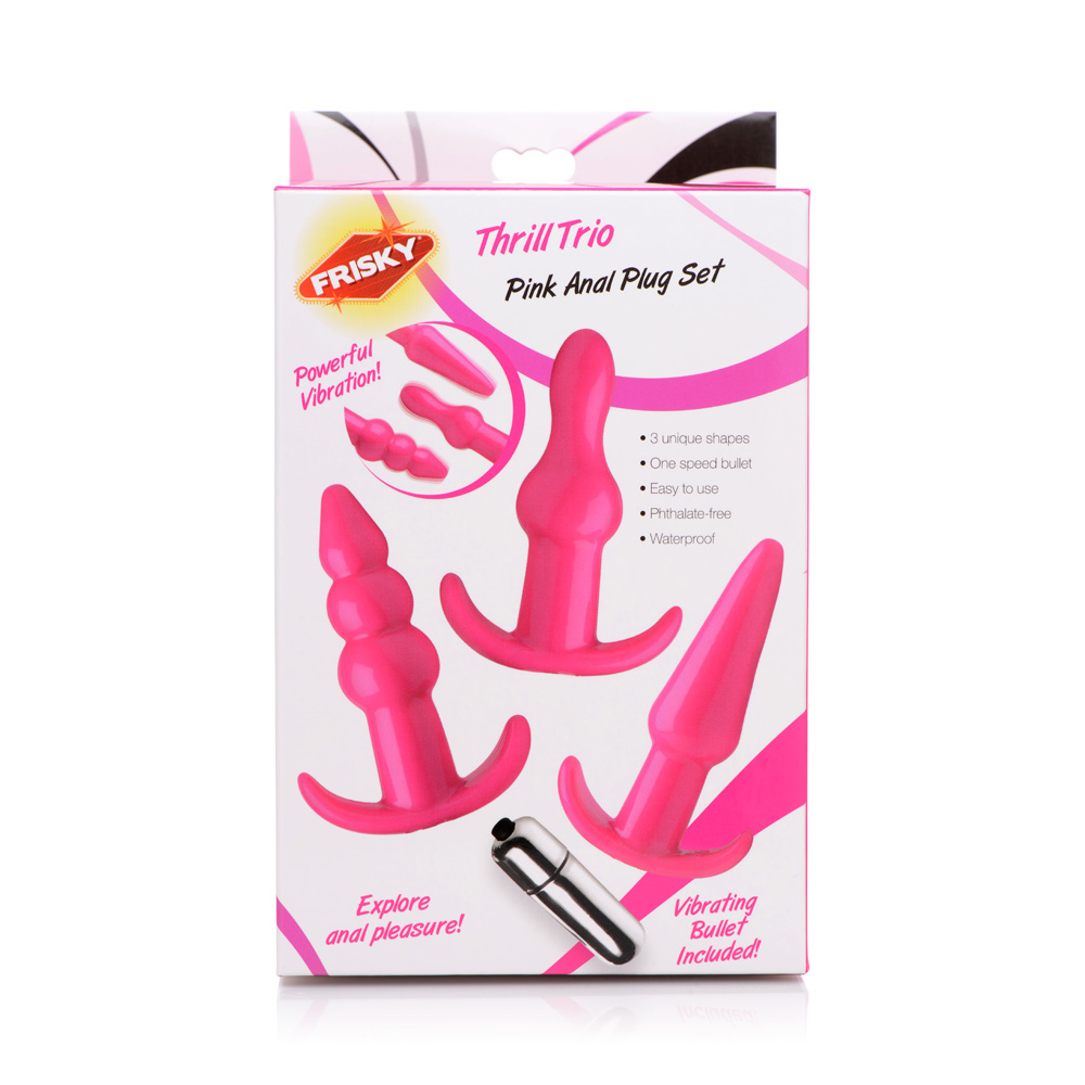 Frisky Thrill Trio Anal Plug Set Pink - Image 3