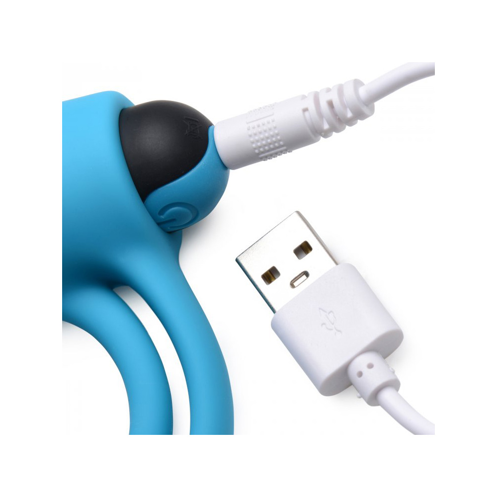 Bang! Silicone Cock Ring & Bullet W/ Remote Control Blue - Image 3