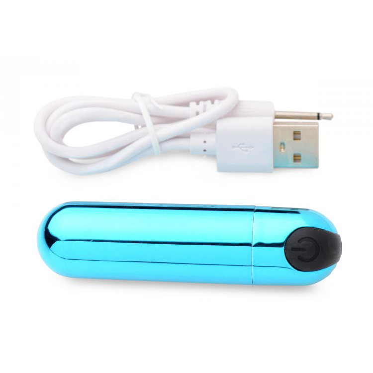 Bang! 10X Rechargeable Vibrating Metallic Bullet Blue - Image 3