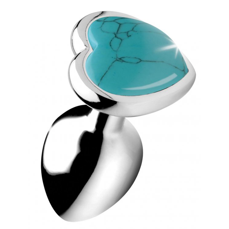 Booty Sparks Gemstones Turquoise Heart Small Anal Plug - Image 2