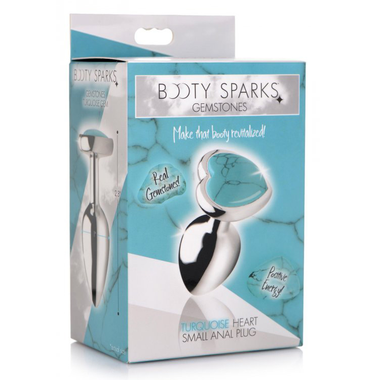 Booty Sparks Gemstones Turquoise Heart Small Anal Plug