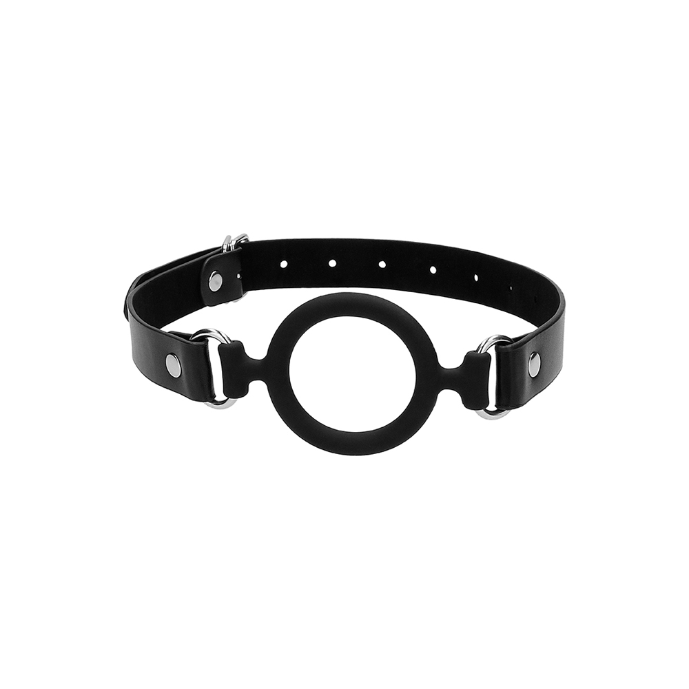 Ouch! Silicone Ring Gag With Leather Straps Black - Image 2