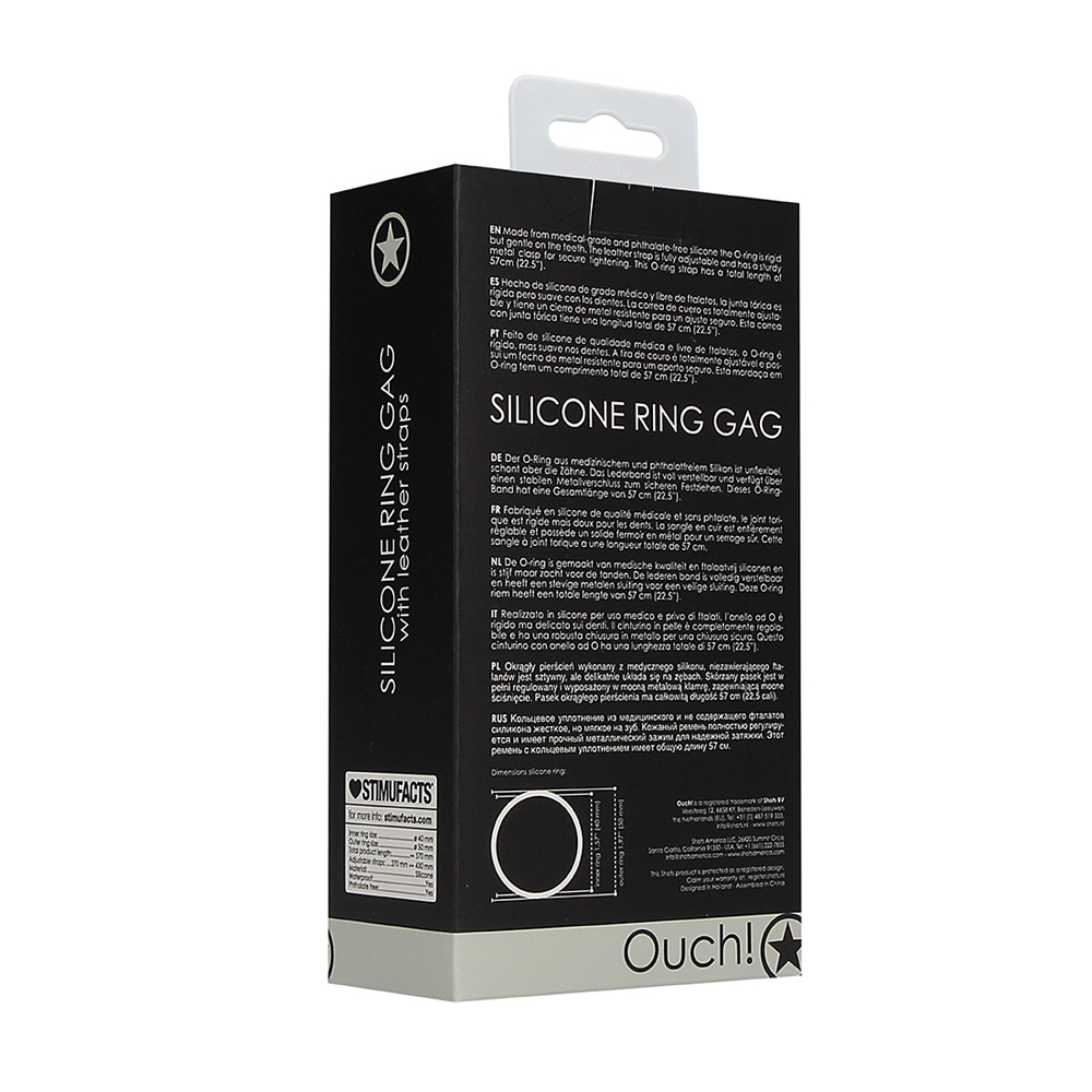Ouch! Silicone Ring Gag With Leather Straps Black - Image 3