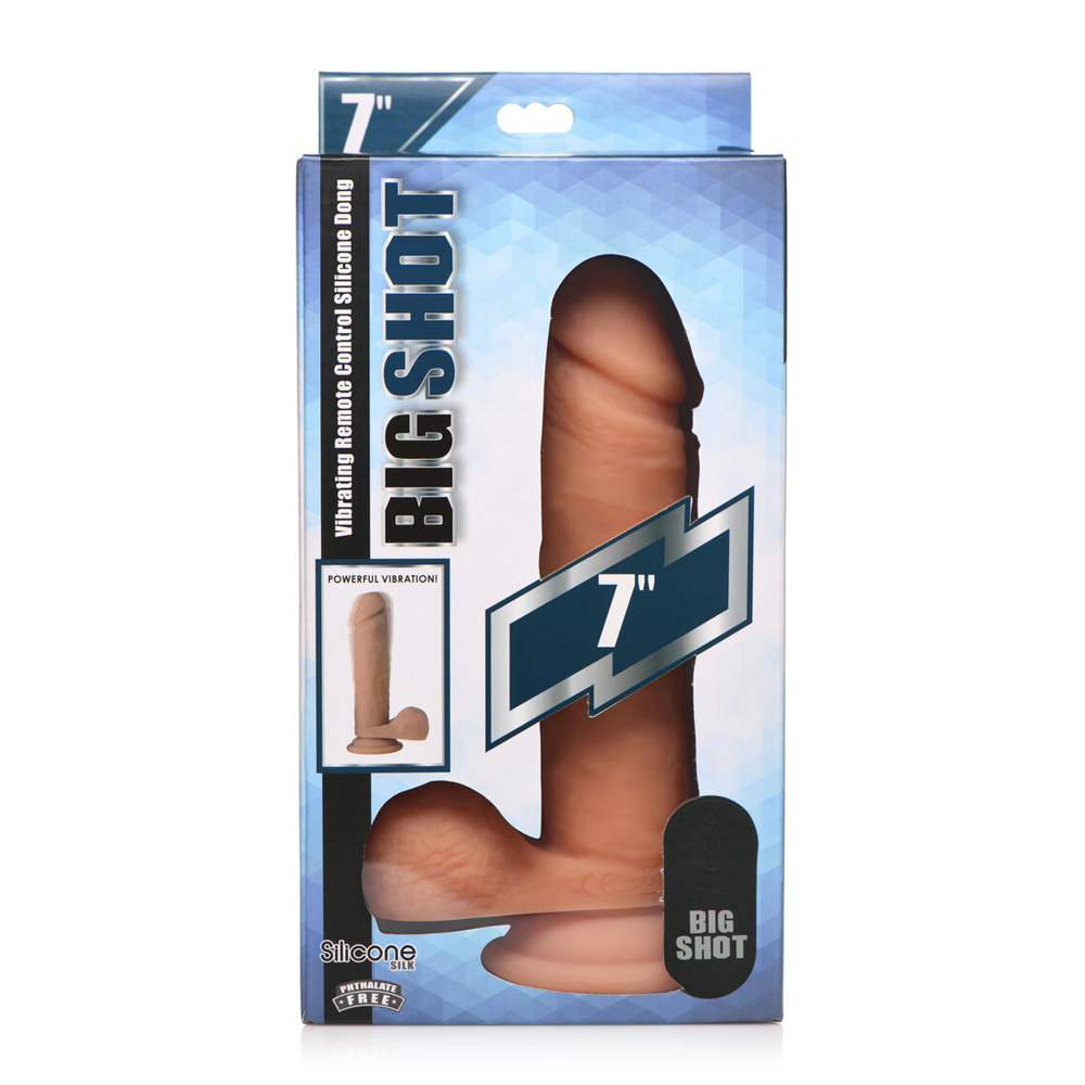 Big Shot 7" Liquid Silicone Vibrating Dildo With Balls Light