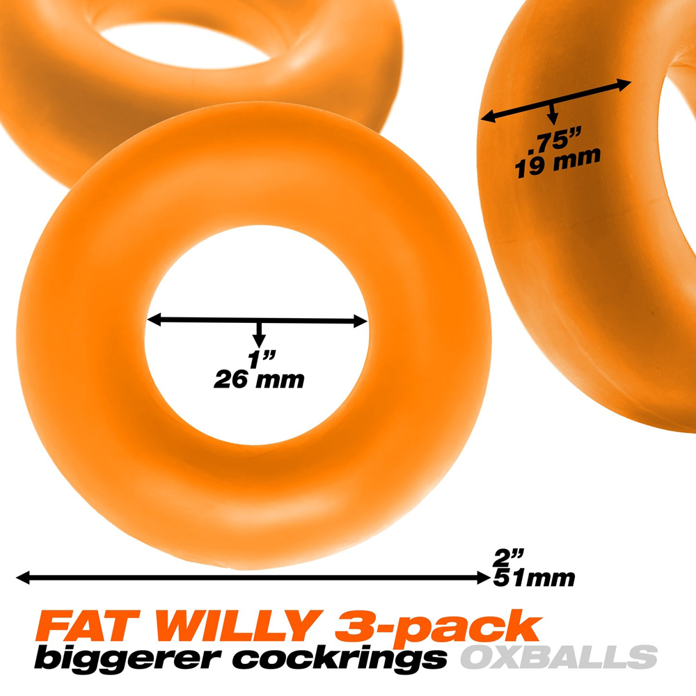 Fat Willy 3-Pack Jumbo Cockrings Orange - Image 3