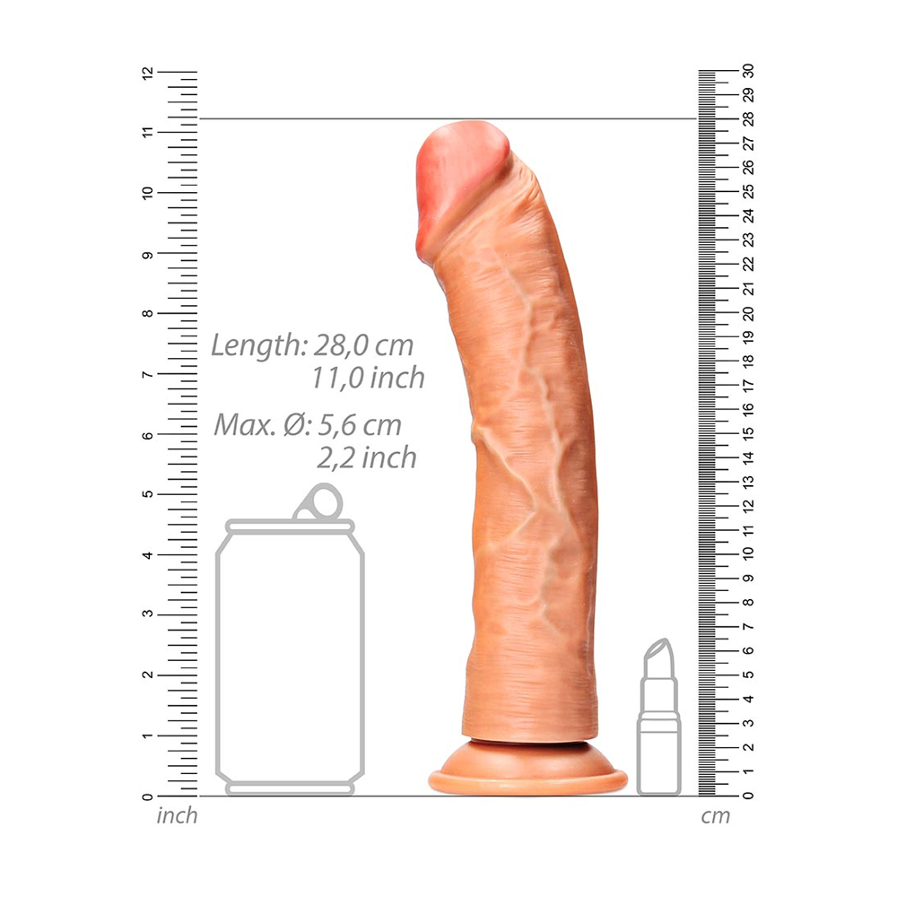 Curved Realistic Dildo Without Balls With Suction Cup 10'' Tan - Image 3