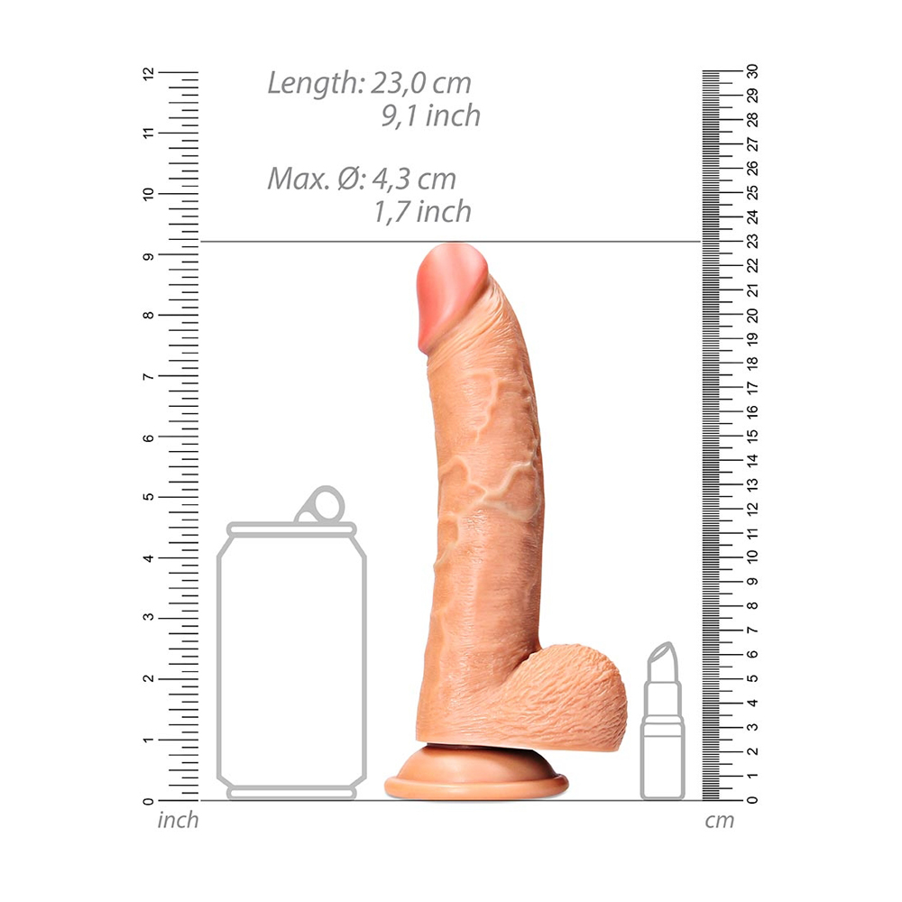 Curved Realistic Dildo With Balls And Suction Cup 8'' Tan - Image 3