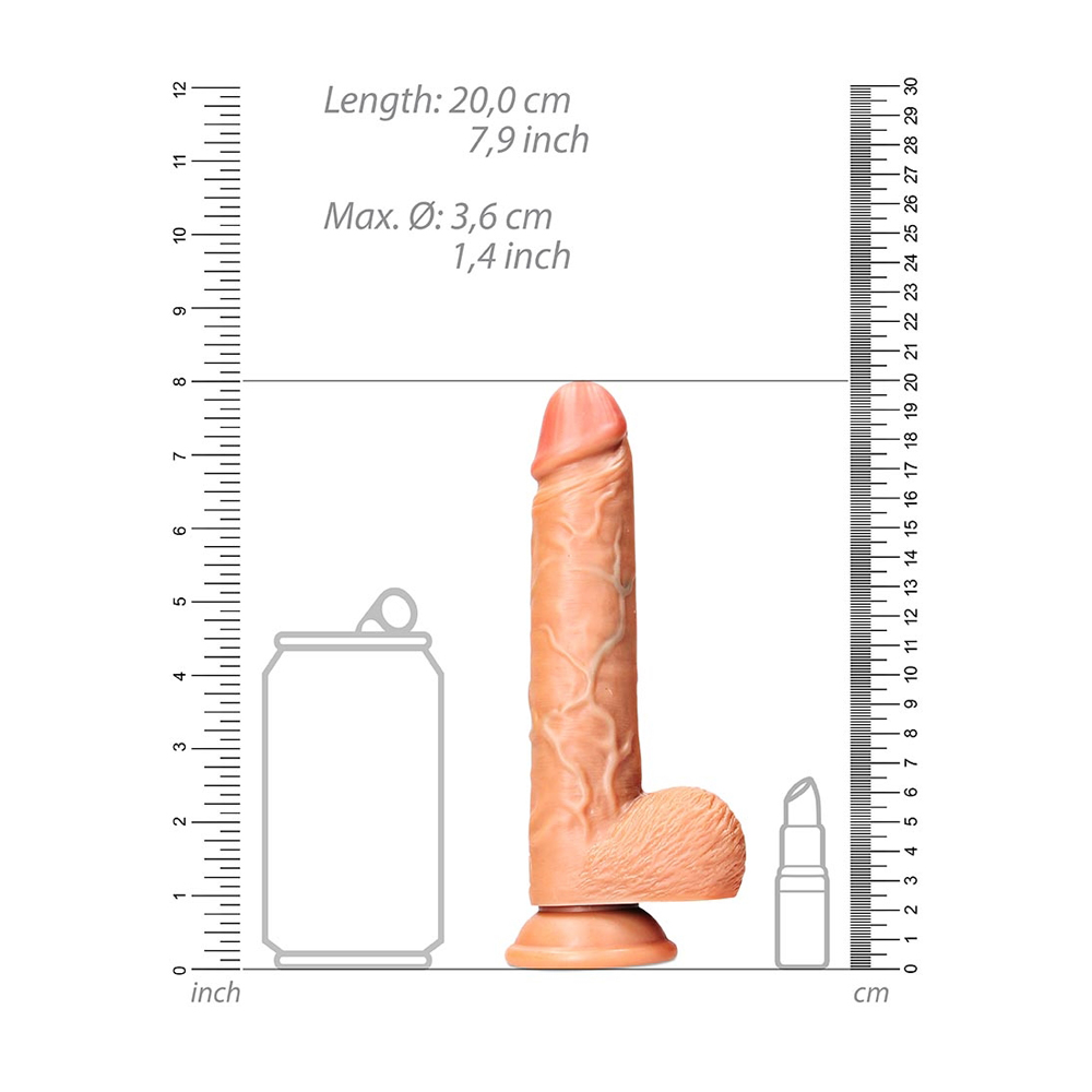 Straight Realistic Dildo With Balls And Suction Cup 7'' Tan - Image 3