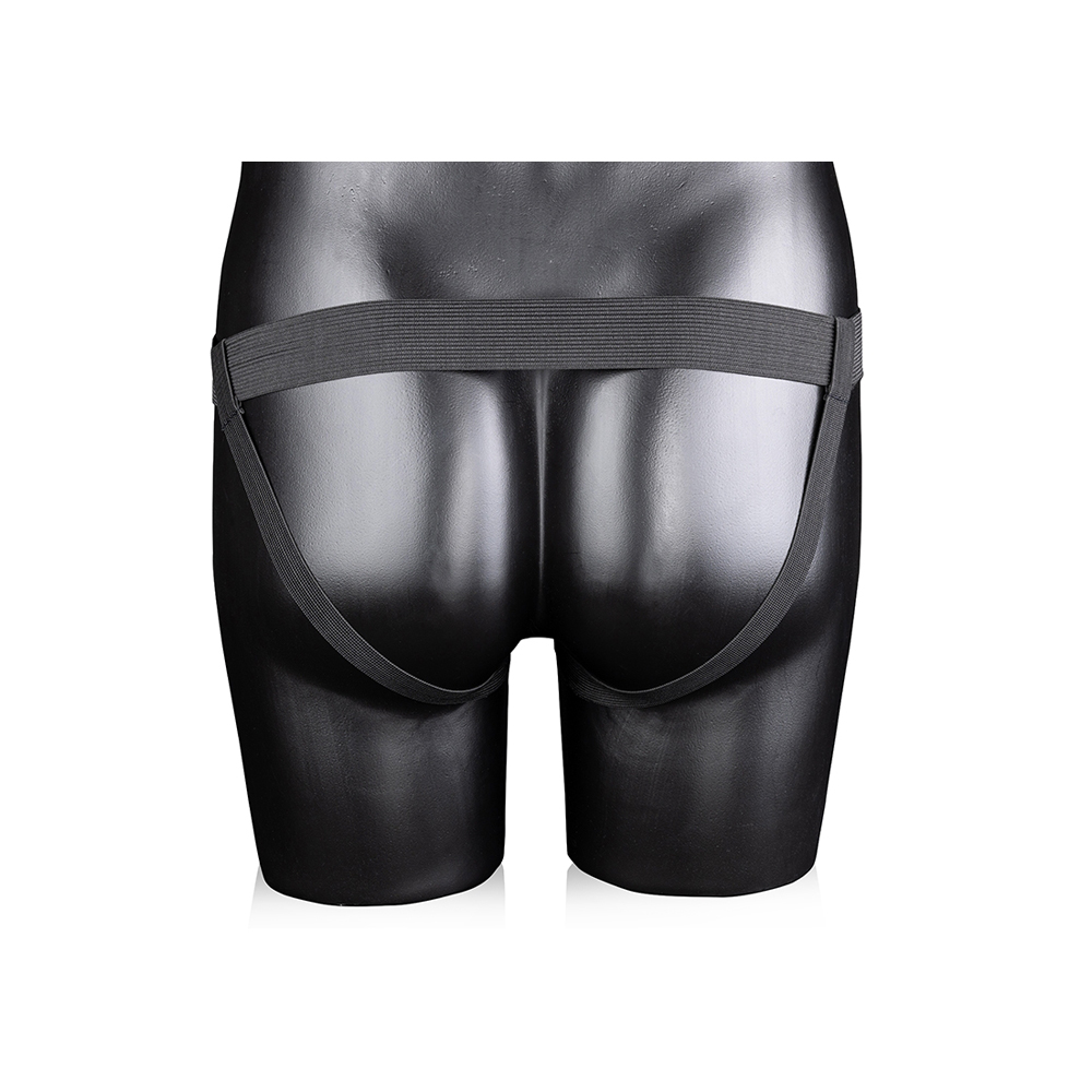 Ouch! Ribbed Hollow Strap-On With Balls 8" Gun Metal - Image 3