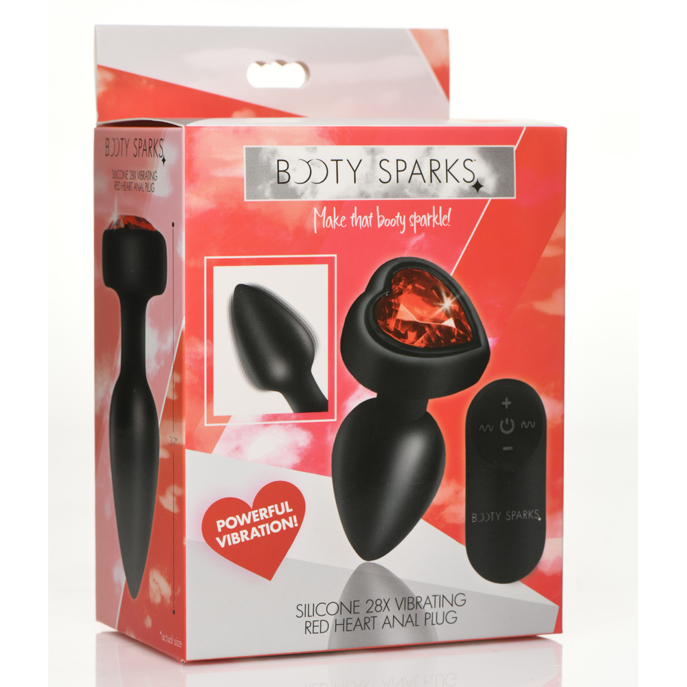 Booty Sparks 28X Silicone Vibrating Red Heart Anal Plug W Remote Small -  Foxy Bunny
