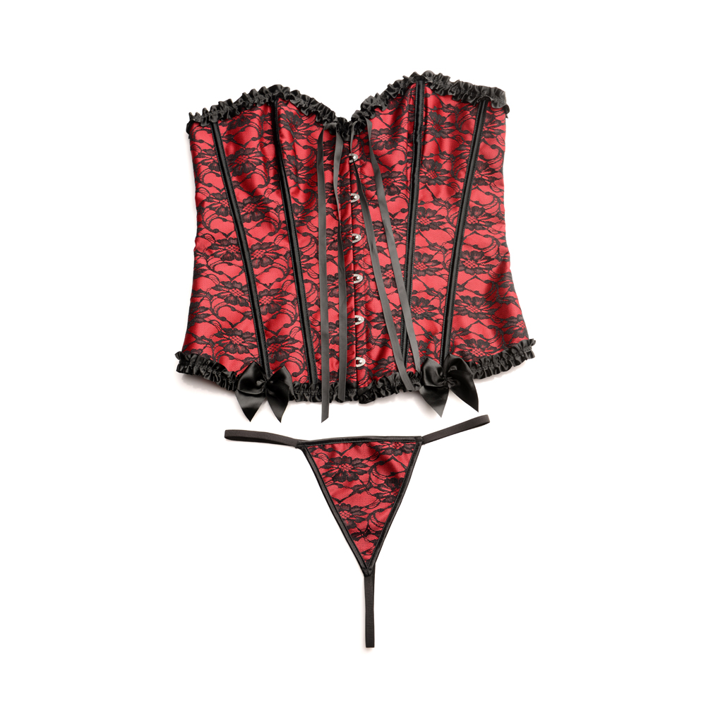 Master Series Scarlet Seduction Lace-Up Corset & Thong X-Large - Image 2
