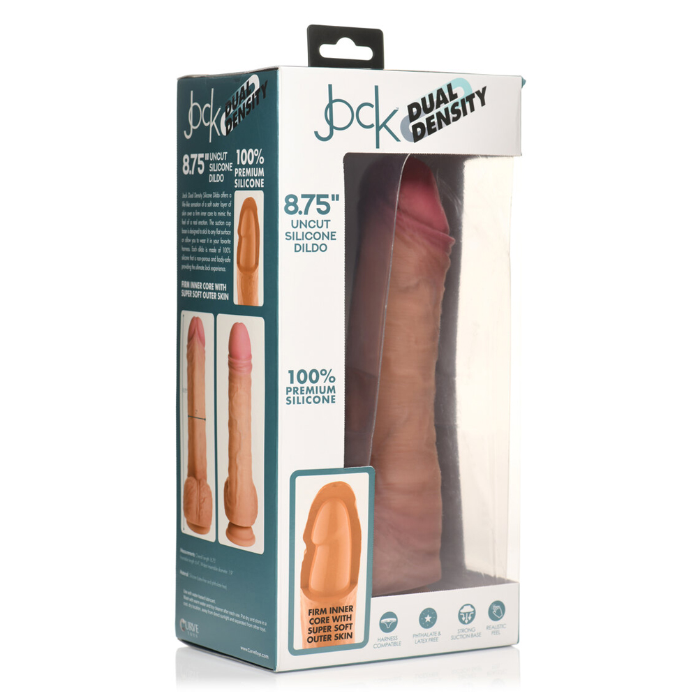 Jock 8.75" Uncut Dual Density Silicone Dildo With Balls Light