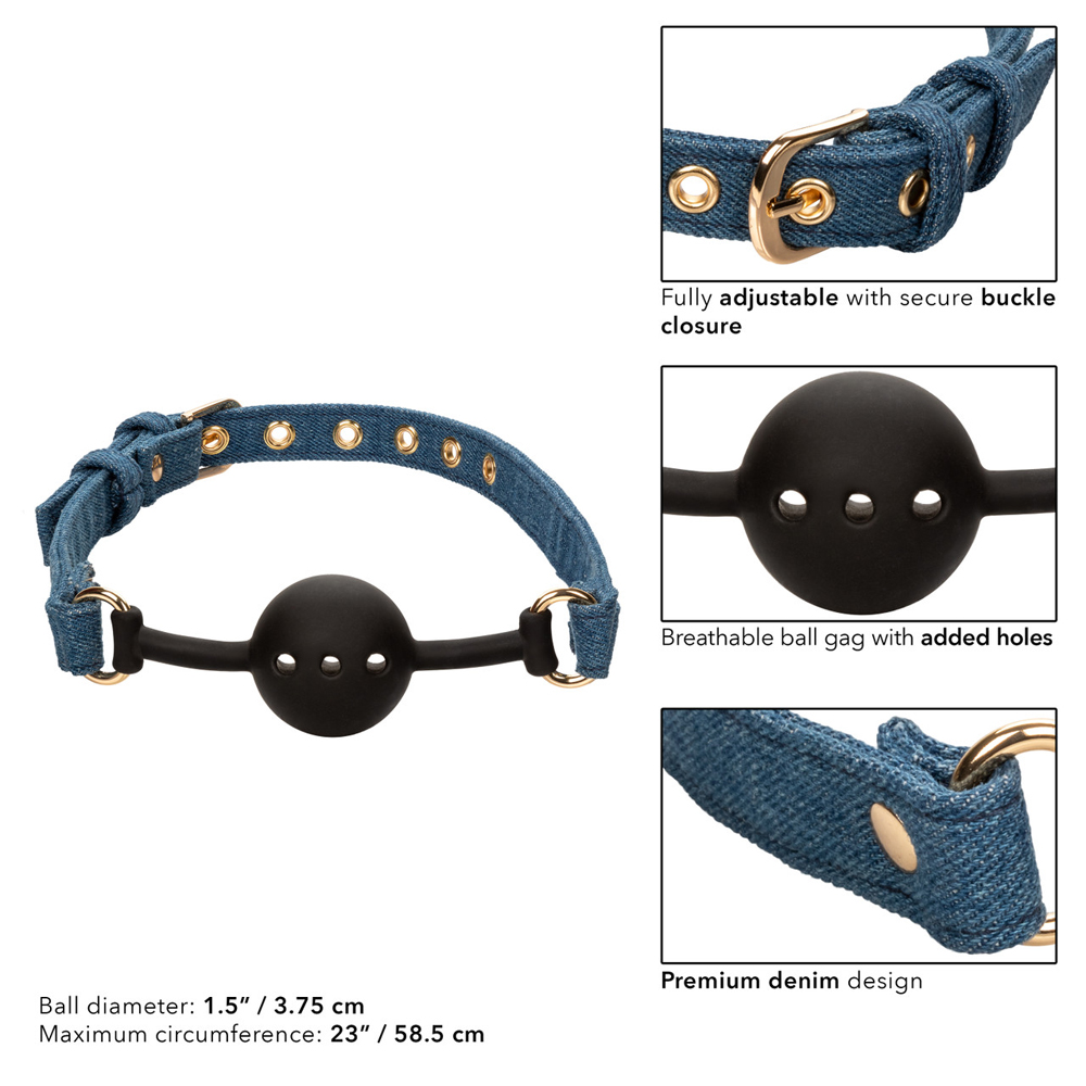 Ride 'Em Premium Denim Collection Ball Gag - Image 3