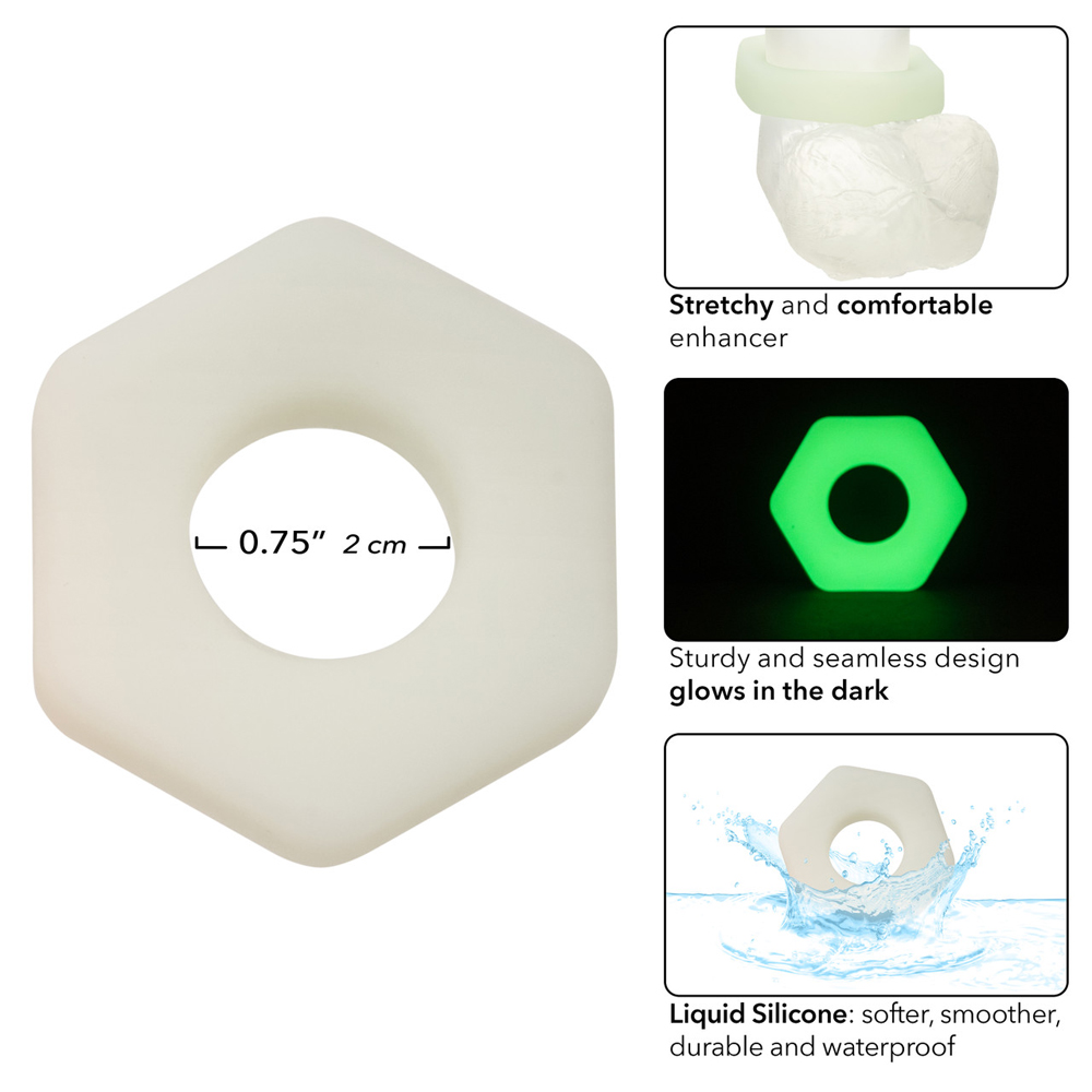 Alpha Glow-In-The-Dark Liquid Silicone Prolong Sexagon Ring - Image 3