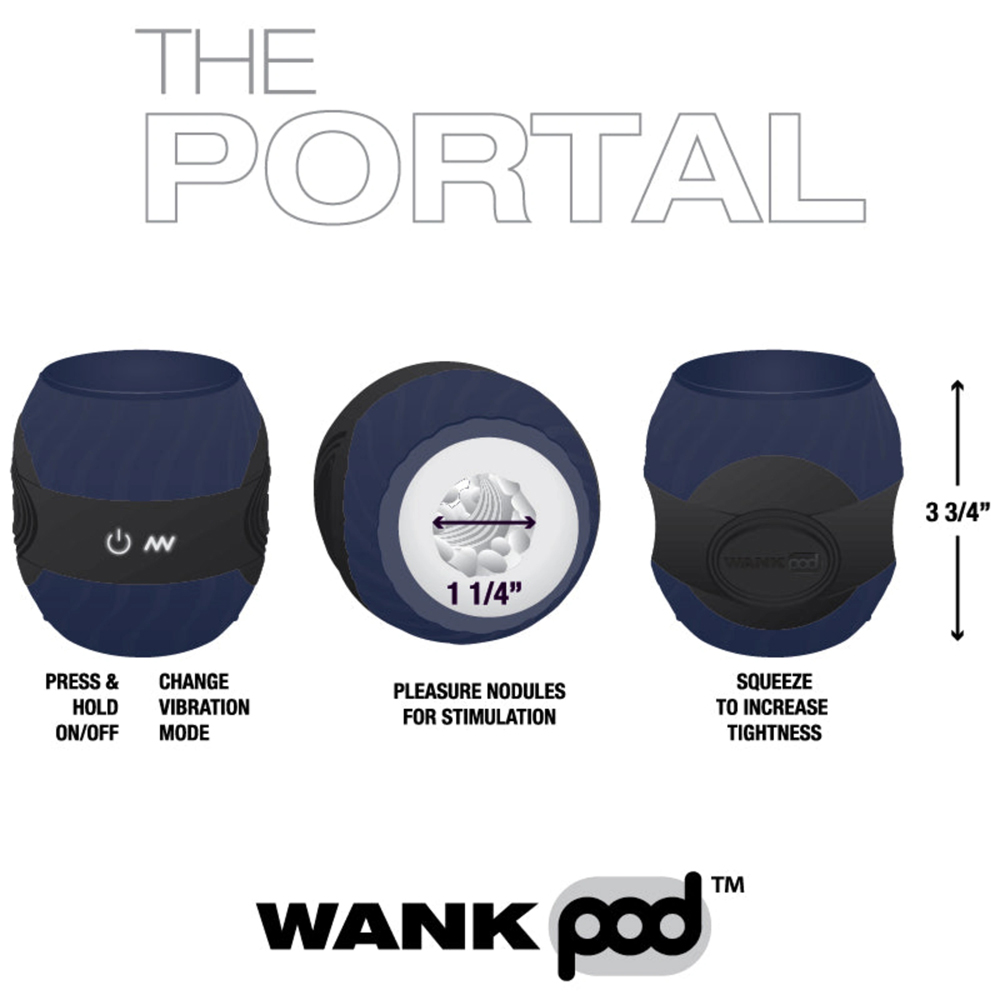 Wank Pod Portal Vibrating Stroker Dark Blue - Image 3